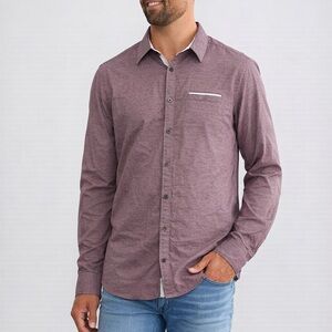 Buckle Men's Button-Down Shirt in Dusty Mauve